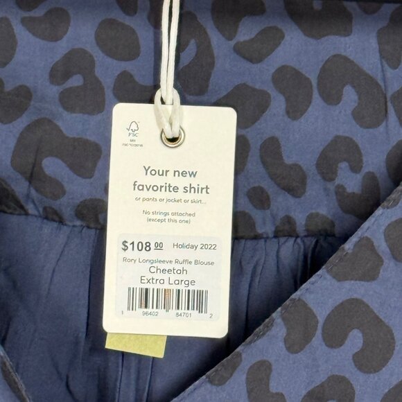 Marine Layer Rory Longsleeve Ruffle Blouse Cheetah Print XL - Picture 6 of 7